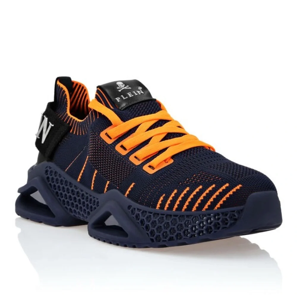 Philipp Plein Runner Iconic Navy Orange Techno Mesh Sneakers - Picture 4 of 12